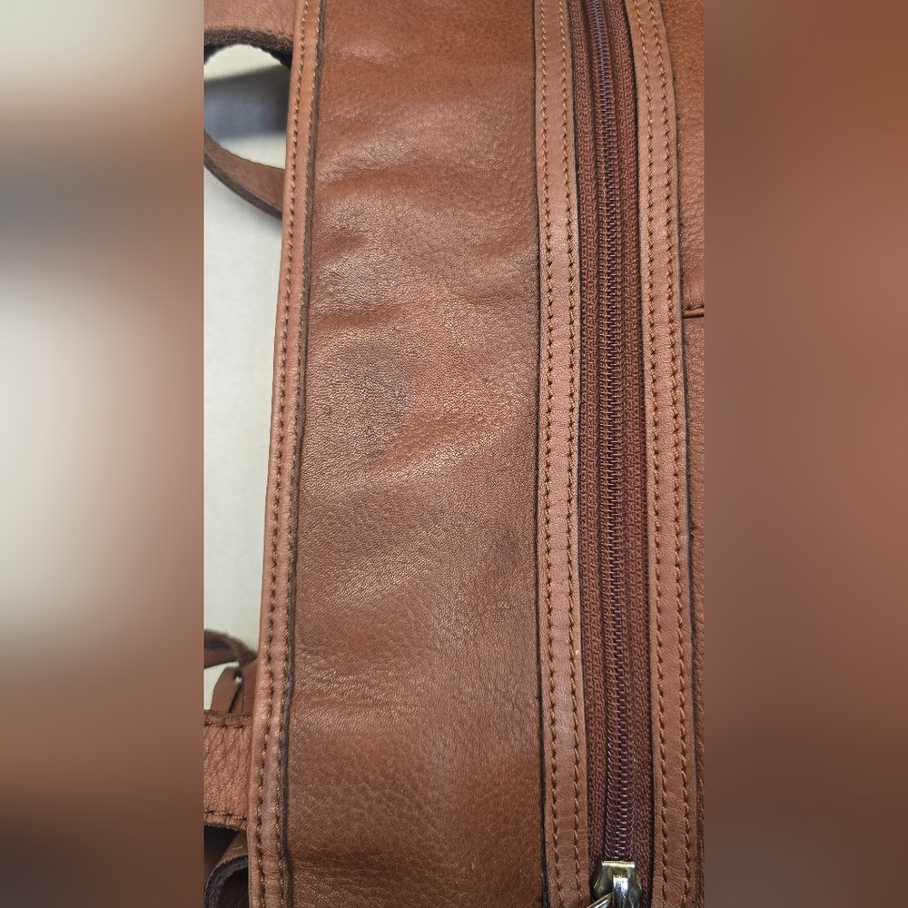 Liz Claiborne Vintage Brown Leather Tote Bag Messenger - Picture 14 of 16